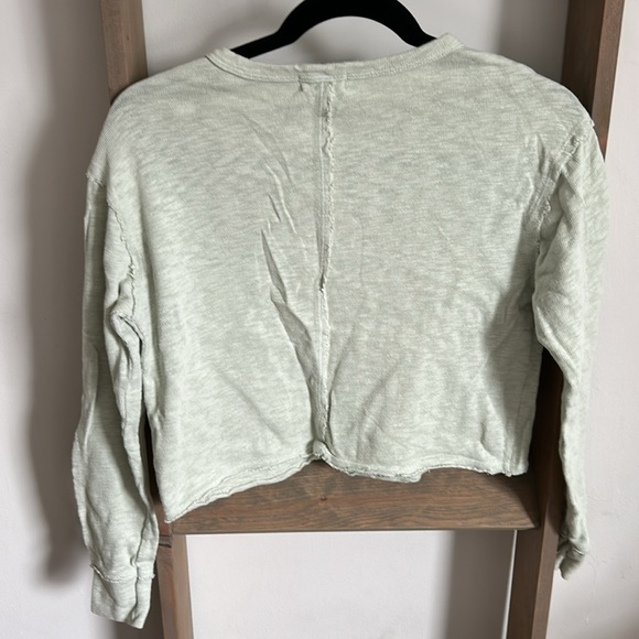 Anthropologie T.LA Cropped Long Sleeve  Crewneck Top Green Size XS - Picture 5 of 8